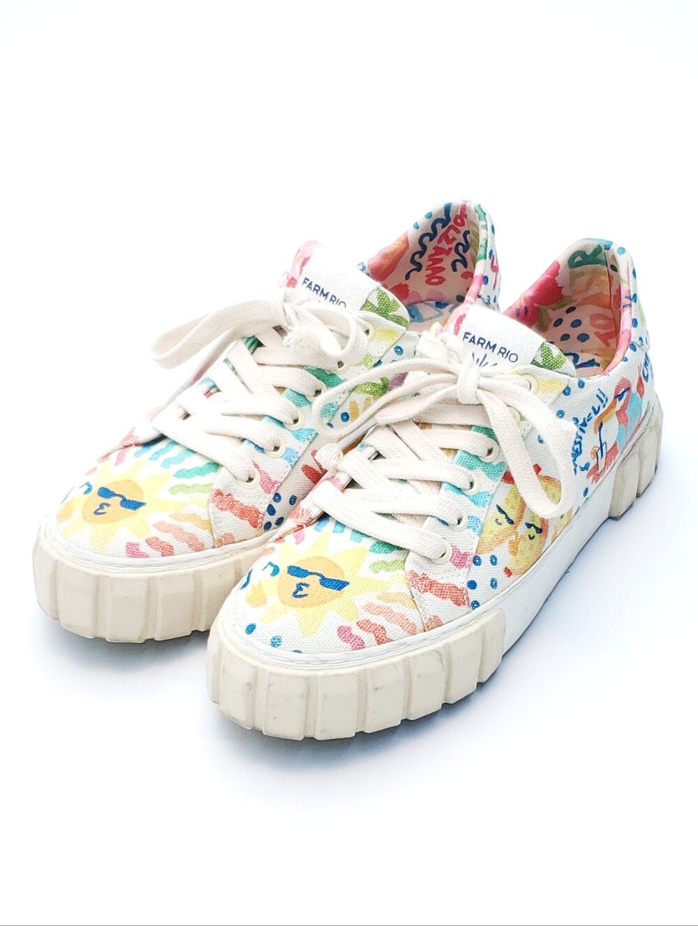 FARM RIO The Sunny Day Flatform Platform Sneakers Canvas Multicolor Womens Sz 9